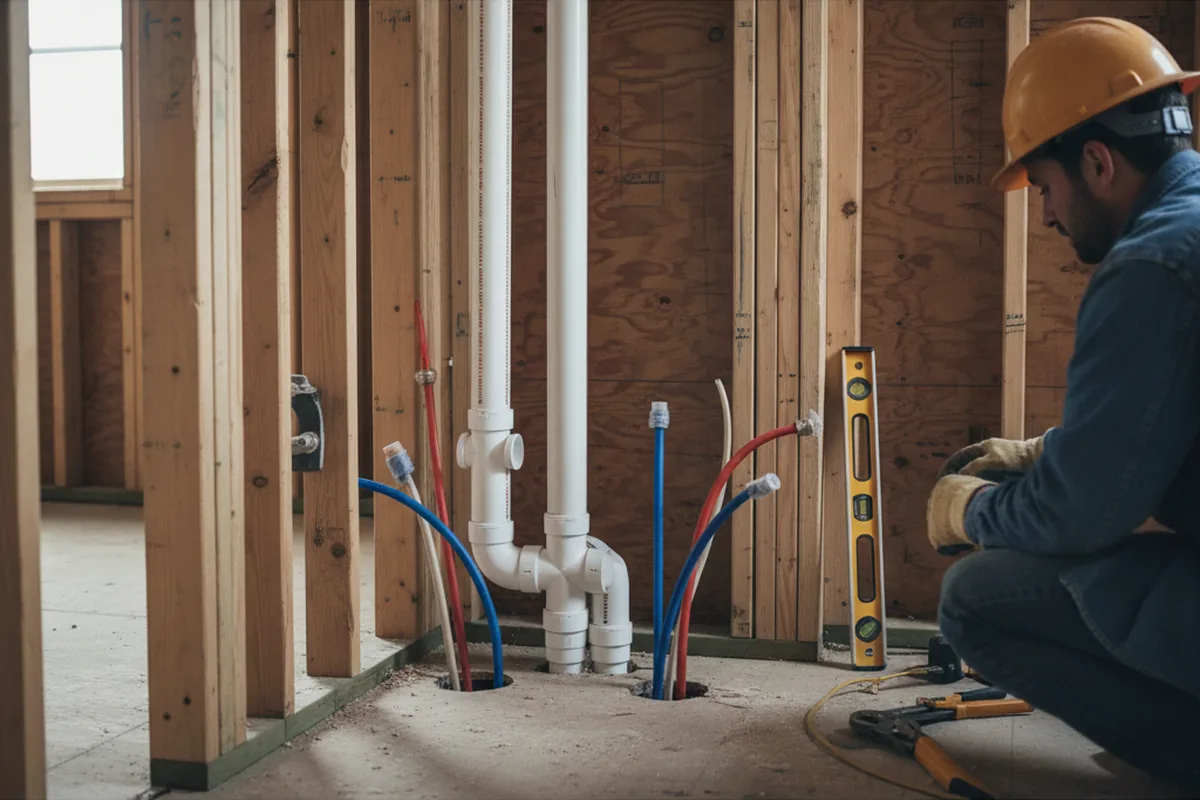 Drain and supply rough-in during Garbage Disposal Repair in Loma Mar